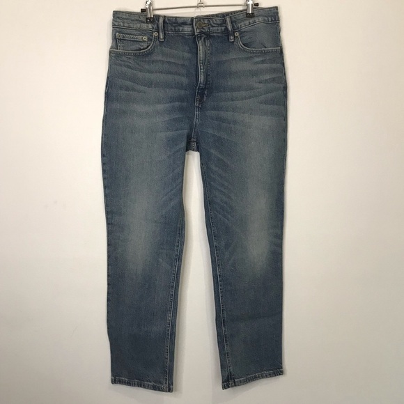 Lauren Ralph Lauren Black Label Med Wash High Rise Stretch Straight Leg size 14 - Picture 1 of 13